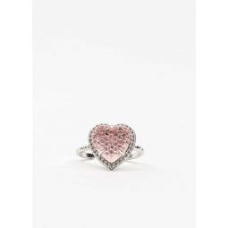Pink Heart Ring - Silver