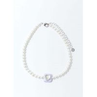 Heart Pearl Necklace - Purple/White