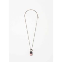 Black/Pink Lock Necklace - Silver