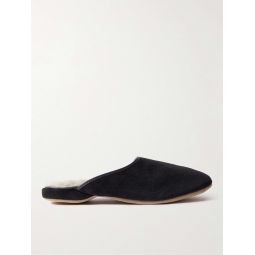 Douglas Leather-Trimmed Shearling-Lined Suede Slippers