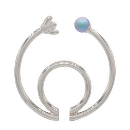 Silver / Blue / White Toi Et Moi Piercing Ear Cuff