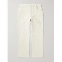 Straight-Leg Logo-Embroidered Cotton-Blend Corduroy Trousers