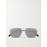 CD Diamond S4U Aviator-Style Silver-Tone Sunglasses