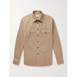 Garment-Dyed Cotton-Blend Twill Western Shirt