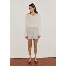 Loose Long Sleeve Knitted Top - White