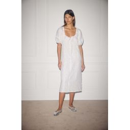 Linen Curved Seam Midi Dress - Corsage Print