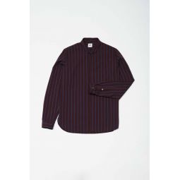 Soft Italian Cotton Cute Shirt - Blue/Burgundy Red Stripe