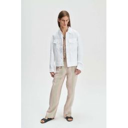 Fine Italian Linen Oversized Jacket - White