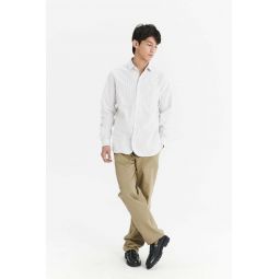 Farmer Shirt in Striped Finely Brushed Oxford Portuguese Cotton - Beige