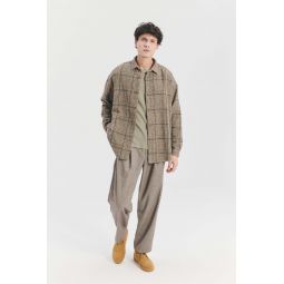 Relaxed Fit Jacket Beige, and Black Italian Wool with Meida Thermo Insulation Overshirt - Chequered Brown