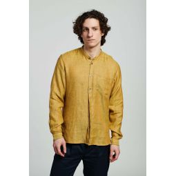 Finest Italian Herringbone Linen Zen Shirt - Yellow