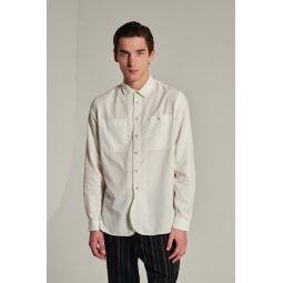 Italian Soft Sustainable Cotton and Recycled Polyester Farmer Shirt - Off White