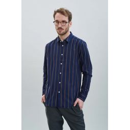 Fine Japanese Herringbone Cotton Flannel Feel Good Shirt - Navy Blue