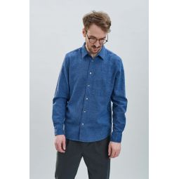 Feel Good Special Diagonal Weave Italian Cotton Shirt - Fine Blue