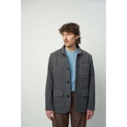 Italian Virgin Wool Herringbone Tweed with MEIDA Thermo InsulationRelaxed Forest Jacket - Grey/Black