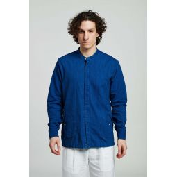 Indigo Dyed Italian Cotton Denim Confident Overshirt - Bright Blue