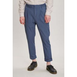 Italian Cotton Seersucker Garden Trousers - Blue