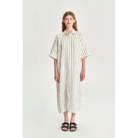 Airy Double Striped Bohemian Linen Dress