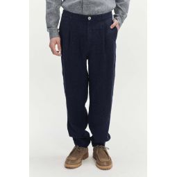 Fluid and Structured Italian Linen Crepe Genuine Trousers - Navy