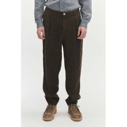 Fluid and Structured Italian Linen Crepe Genuine Trousers - Brown