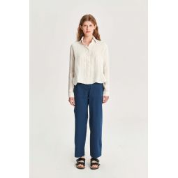 Double Sided Fatigue Italian Linen/Cotton Relaxed Shirt - Off White