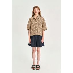 Relaxed Portuguese Jacquard Woven Cotton Shirt - Brown/Yellow