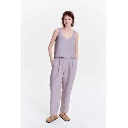 Rich Structured Italian Delav Linen Pants - Lavender