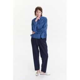 Fluid Mix of Wool and Viscose Genuine Trousers - Navy