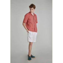 Camp Collar Delav Italian Traceable Italian Linen Albini Shirt - Strawberry
