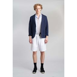 Piqu Italian Cotton Jersey Blazer - Navy Blue