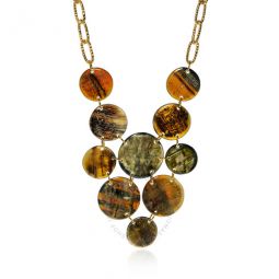 Buffalo Horn And 24K Gold Plated Brass Bib Necklace