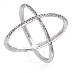 Ladies Silver-tone Cross-over Ring, Size 56