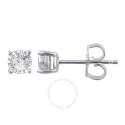 Diamond Muse 0.10 cttw White Gold Over Sterling Silver Solitare Stud Earrings for Women
