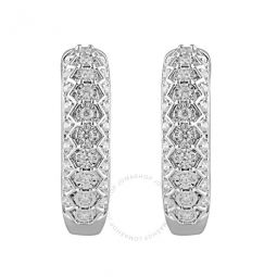 Diamond Muse 0.50 cttw White Gold Over Sterling Silver Round Cut Diamond Hoop Earrings for Women
