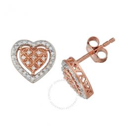 Diamond Muse 0.10 cttw Rose Gold Over Sterling Silver Heart Diamond Stud Earrings for Women