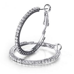 Diamond Muse CZ White Gold Over Sterling Silver Hoop Earrings for Women