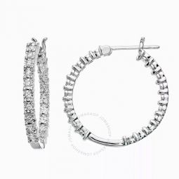 Diamond Muse 0.10 cttw Sterling Silver Inside Out Diamond Hoop Earrings for Women