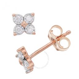 Diamond Muse 0.10 cttw Rose Gold Over Sterling Silver Floral Diamond Stud Earrings for Women