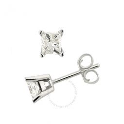 Diamond Muse 0.25 cttw White Gold Over Sterling Silver Princess-Cut Solitare Stud Earrings for Women
