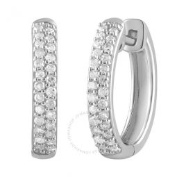 Diamond Muse 0.25 cttw White Gold Over Sterling Silver Round Cut Diamond Hoop Earrings for Women