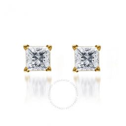 1/2 Carat T.W Princess-Cut Diamond Gold Tone Sterling Silver Stud Earring for Women