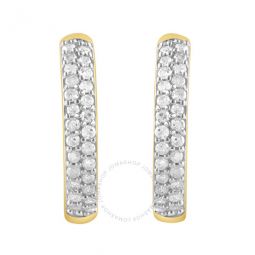 0.25 Carat Yellow Gold Plated Sterling Silver Diamond Huggies Earrings for Women