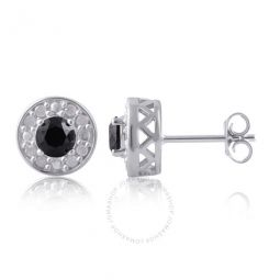1.00 Carat T.W. Round Black and White Diamond Sterling Silver Cluster Stud Earrings
