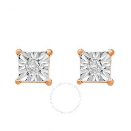 Diamond Muse 0.02 cttw Rose Gold Over Sterling Silver Square Diamond Stud Earrings for Women