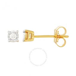Diamond Muse 0.10 cttw Yellow Gold Flashed Sterling Silver Diamond Stud Earrings for Women
