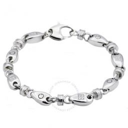 Stainless Steel Chain Link Bracelet for Mens Boys with Cubic Zirconia