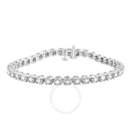 Diamond Muse 1.00 Carat Real Diamond U Cup Round Tennis Bracelet White Gold Plated Over Sterling Silver (J, I3)
