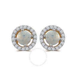 Opal and White Sapphire Birthstone Earring in Sterling Silver