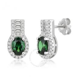 3.90 Carat T.W. Created Emerald & Sapphire Womens Fashion Earrings in Sterling Silver