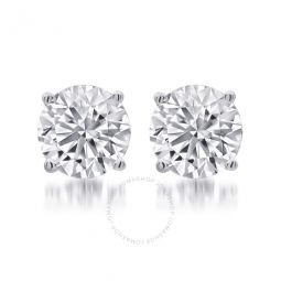 1.00 Carat T.W. Round White Diamond Sterling Silver Stud Earrings for Women
